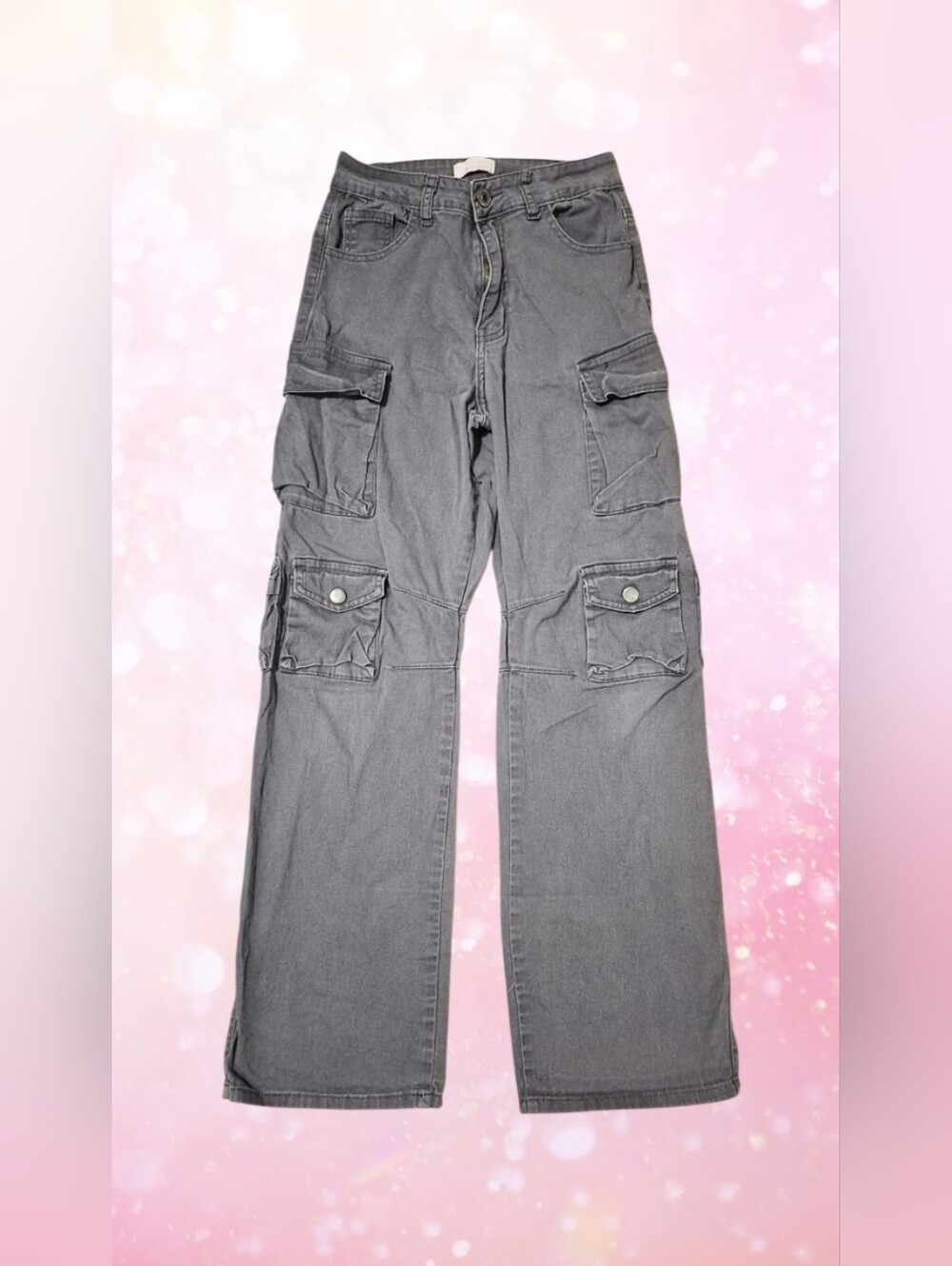 Lilac Sunset Teen Girls Juniors Gray Cargo Pants Size 3/4